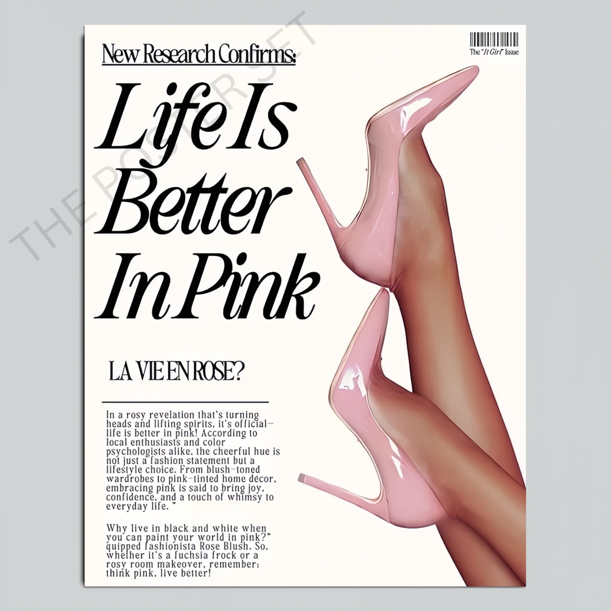 Life Is Better In Pink white Theposterset