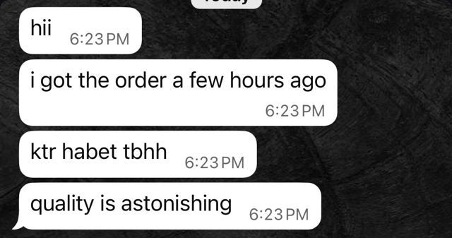 Message from a happy customer